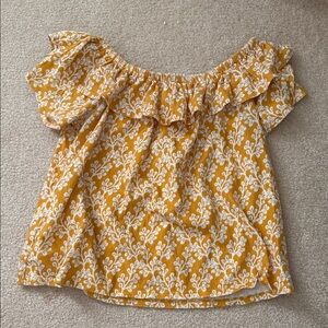 LOFT Mustard Floral Off-Shoulder Blouse
